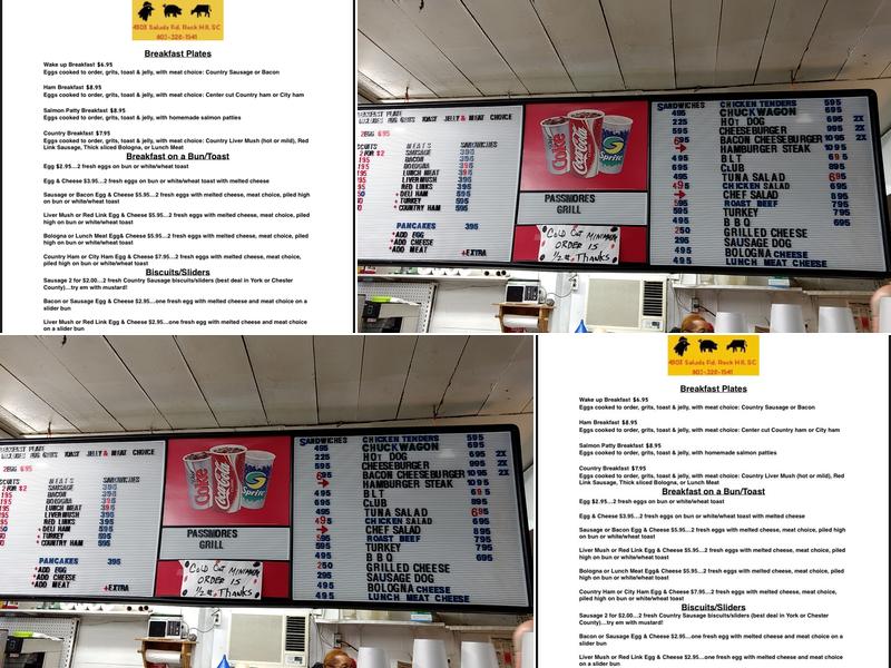 Passmore's Menu