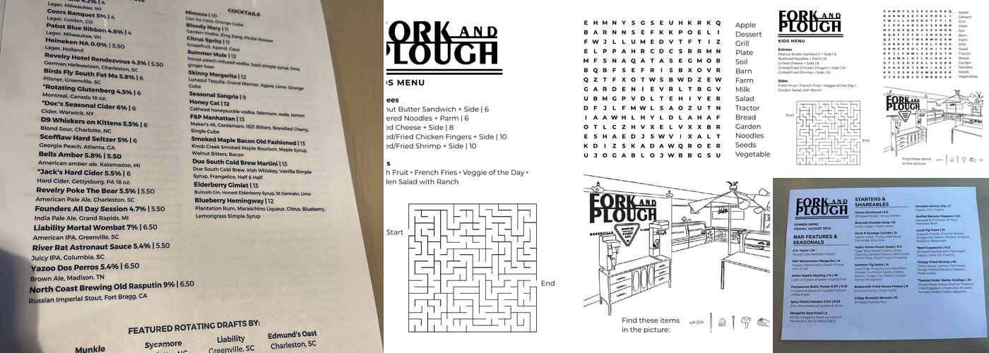 Fork And Plough Menu