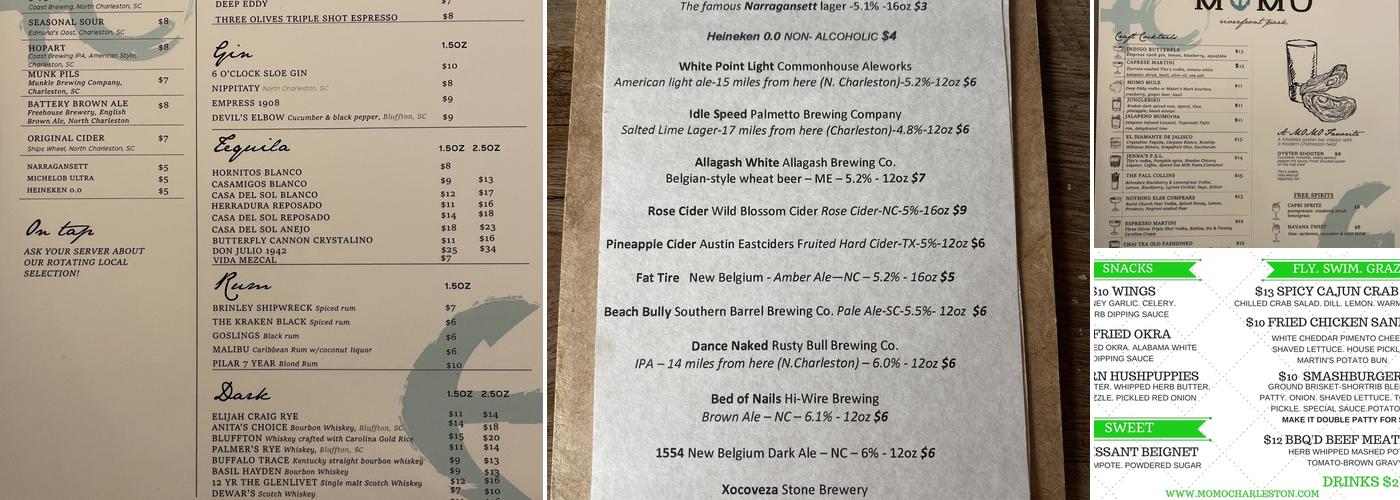 MOMO riverfront park Menu