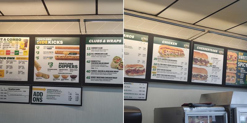 Subway Menu