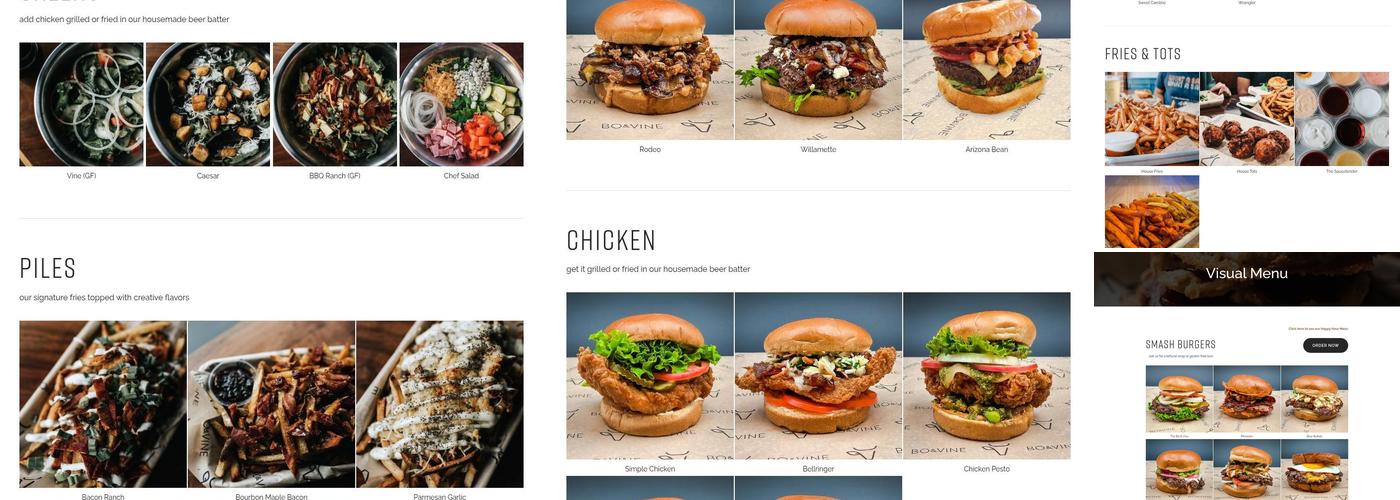 Bo & Vine Burger Downtown Corvallis Menu