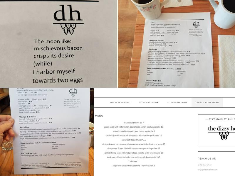 The Dizzy Hen Menu