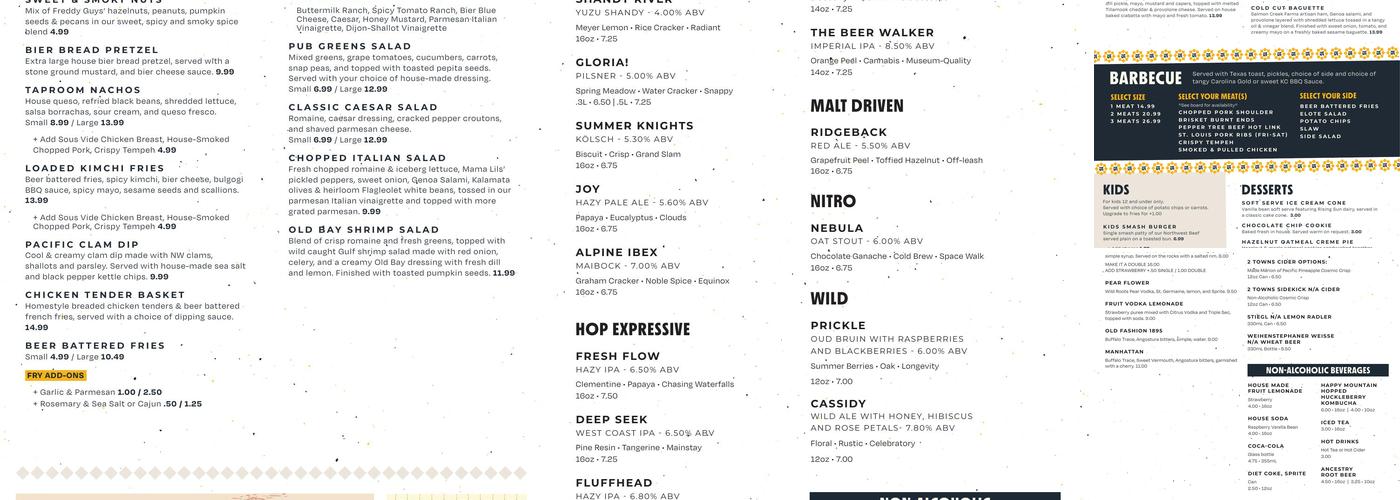 Block 15 Brewery & Tap Room Menu