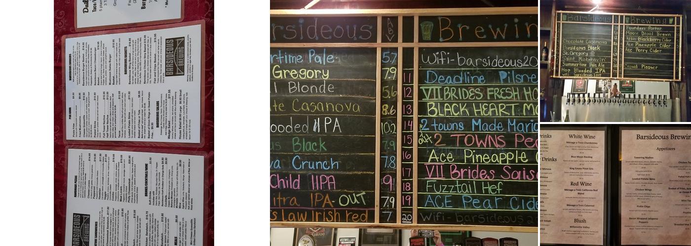 Barsideous Brewing Menu