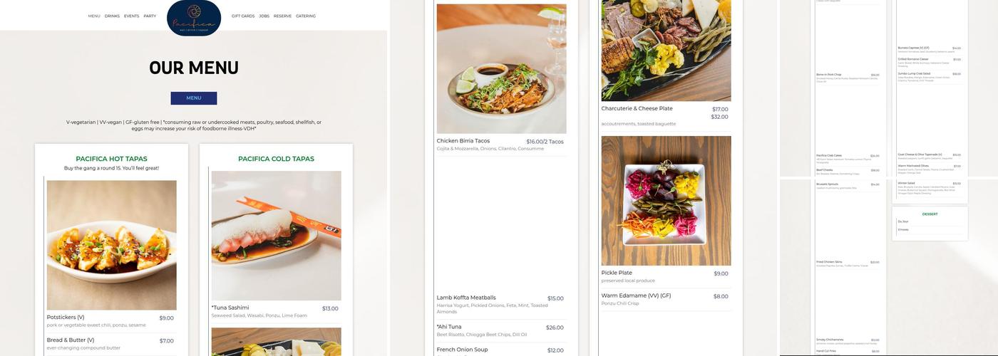 Pacifica Menu