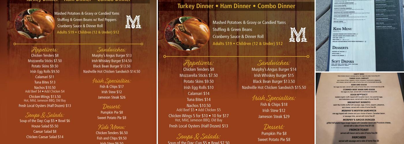 Murphy’s Irish Pub Menu