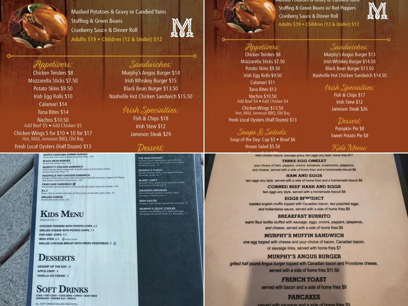 Murphy’s Irish Pub Menu
