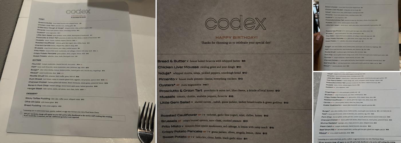 Codex Menu