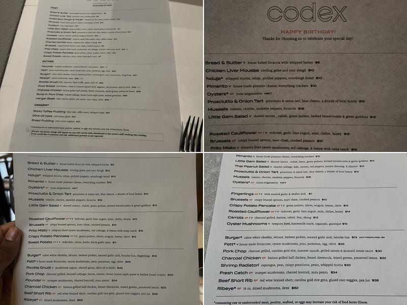 Codex Menu