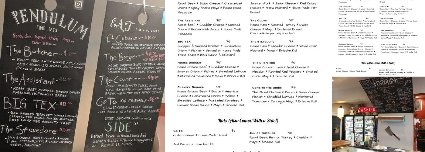 Pendulum Fine Meats Menu