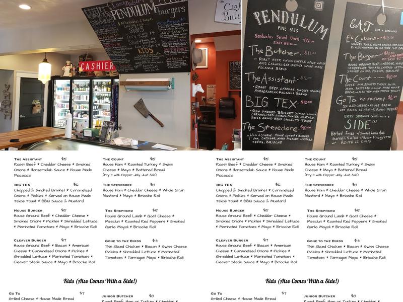 Pendulum Fine Meats Menu