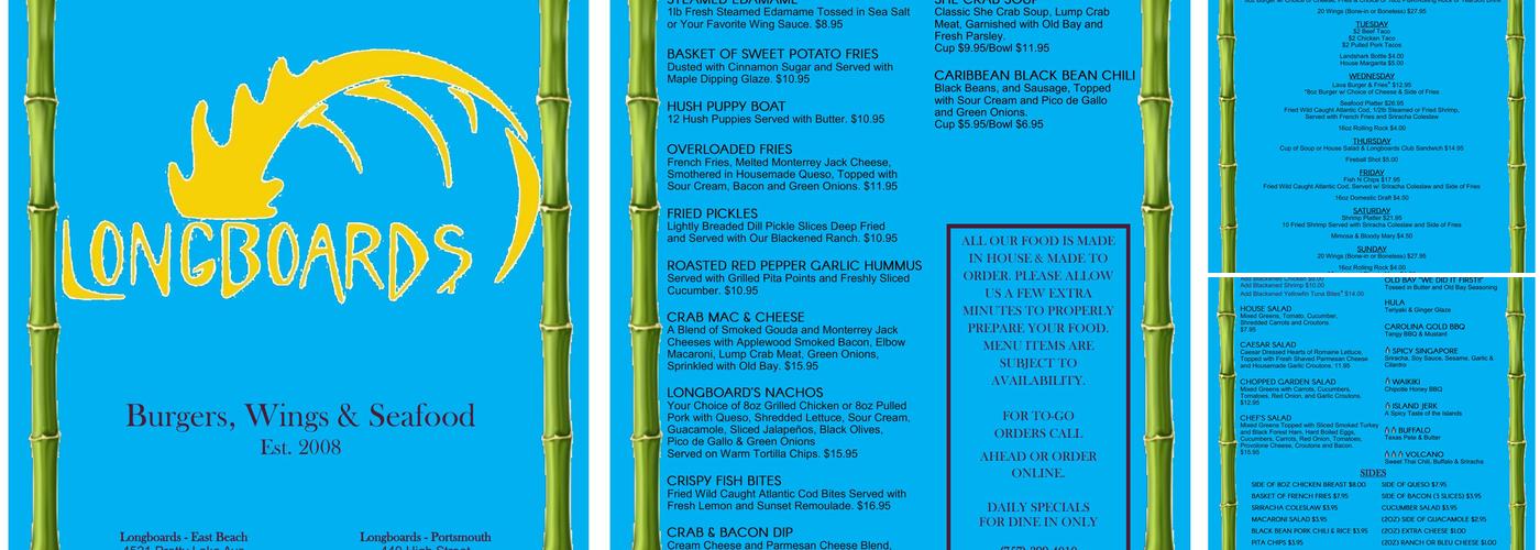 Longboards Olde Towne Menu