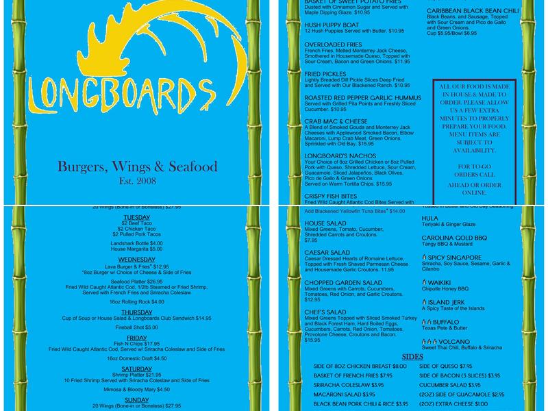 Longboards Olde Towne Menu