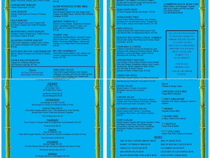 Longboards Olde Towne Menu