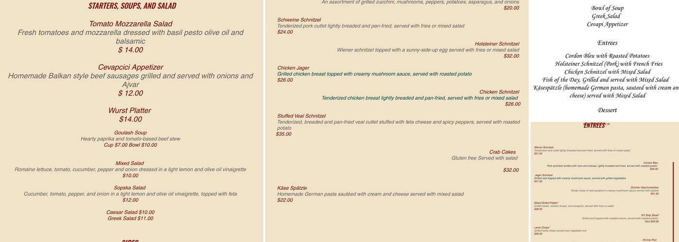 Old House Cosmopolitan Menu