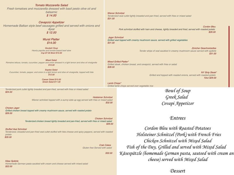Old House Cosmopolitan Menu