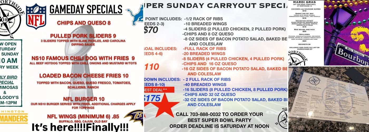 Northside 10 Menu