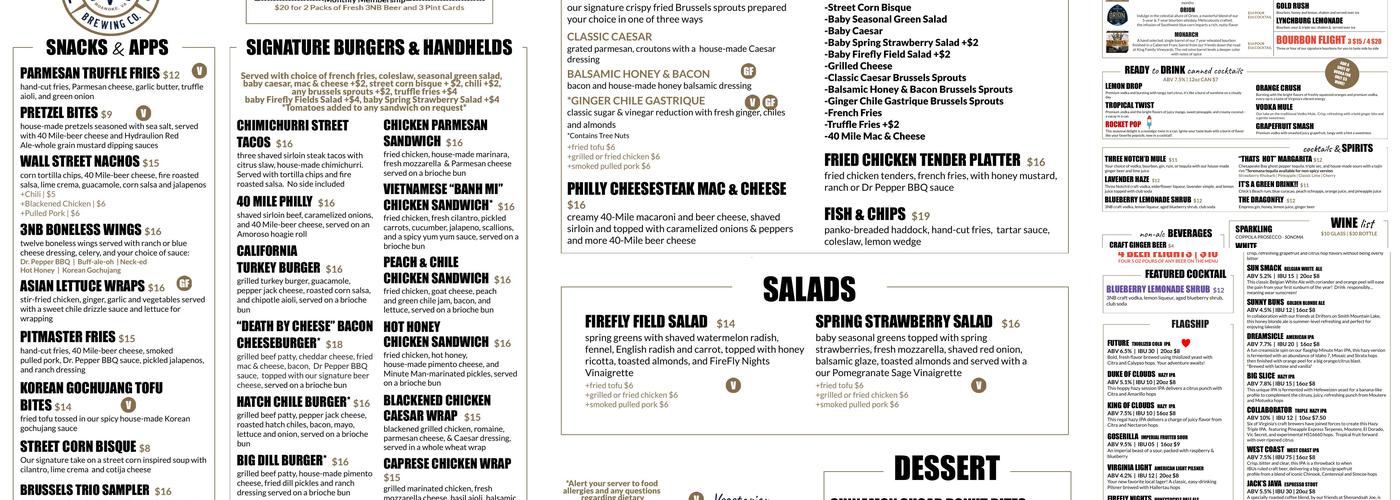 Three Notch'd Craft Kitchen and Brewery - Roanoke Menu