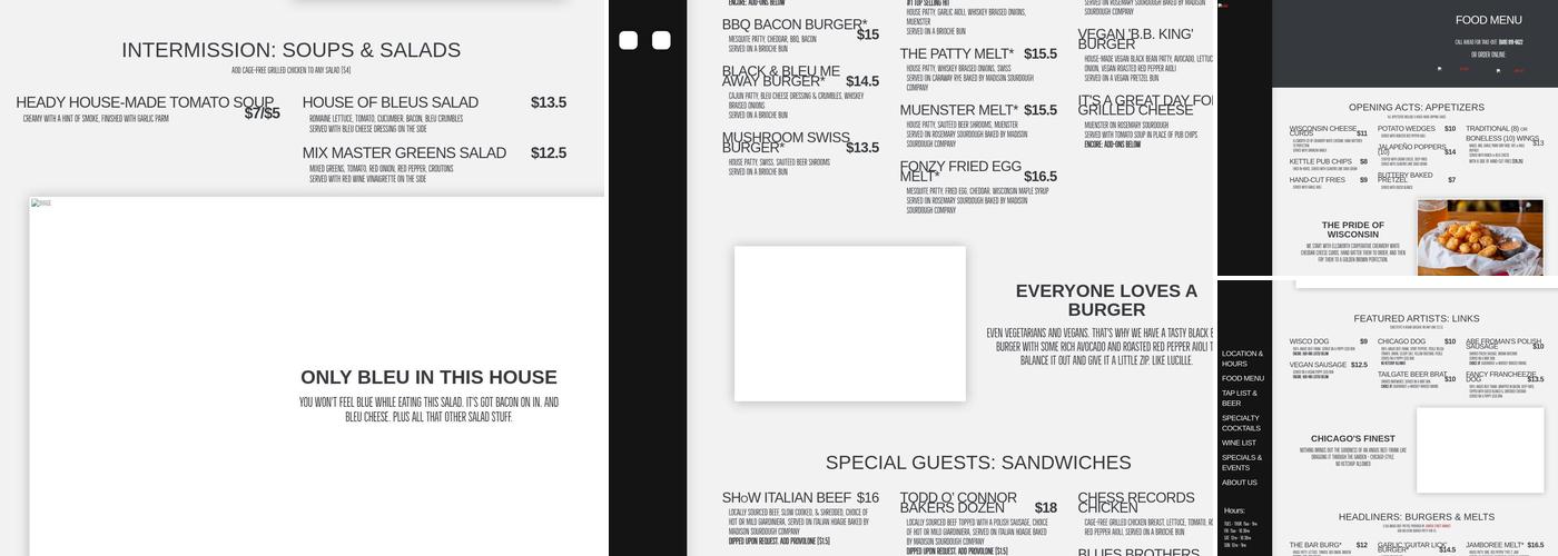 Sweet Home Wisconsin Menu