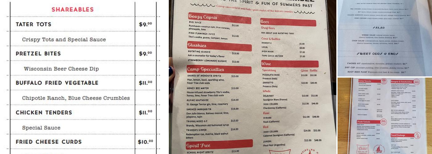 Camp Trippalindee Menu