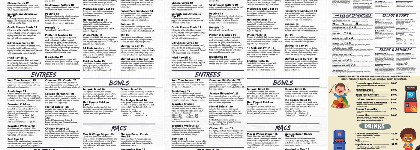 44 North Menu