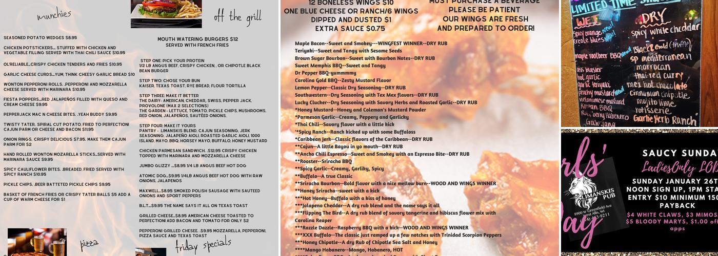 Limanski's Pub Menu
