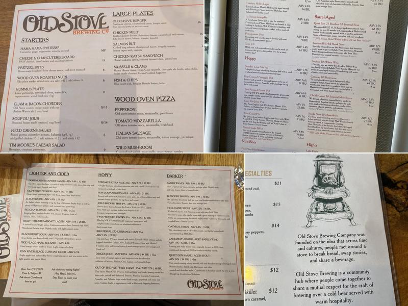 Old Stove Brewing Co — Pike Place Menu
