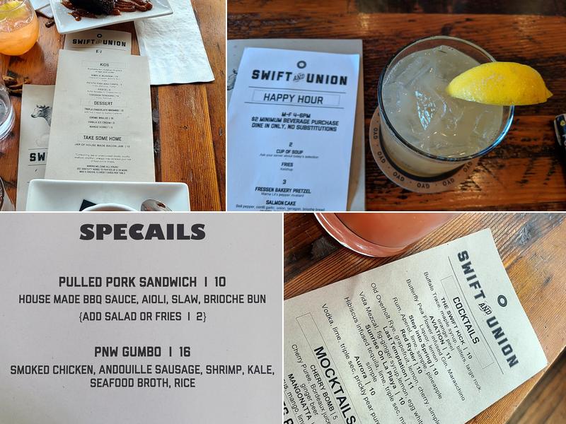 Swift and Union Menu