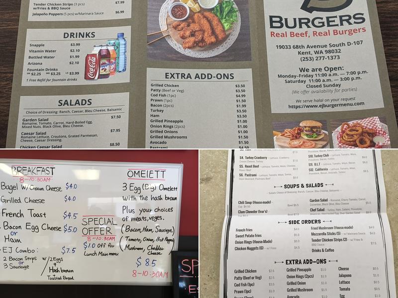 EJ Burger Menu