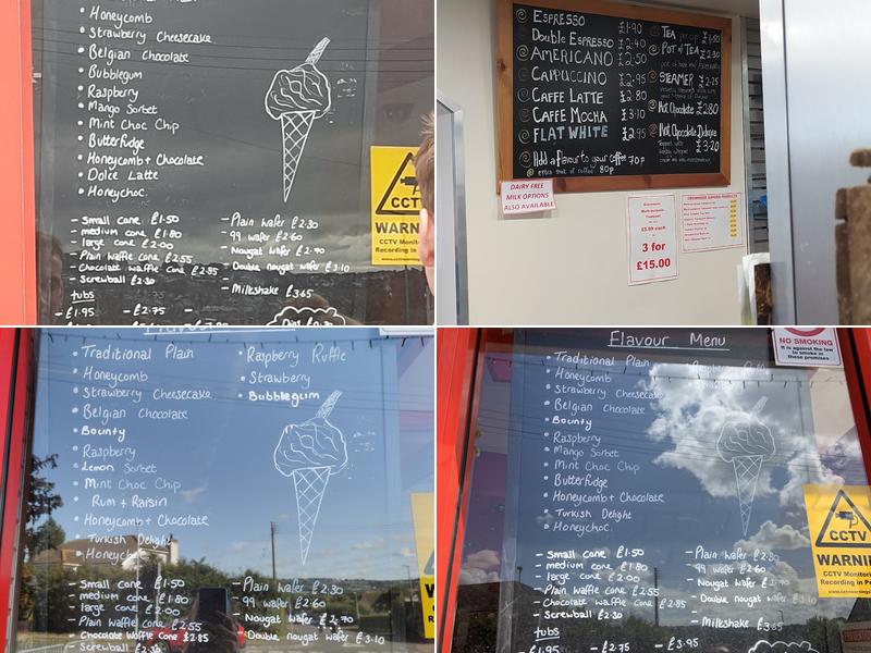 The Rinkha Ice Cream and Toys Menu