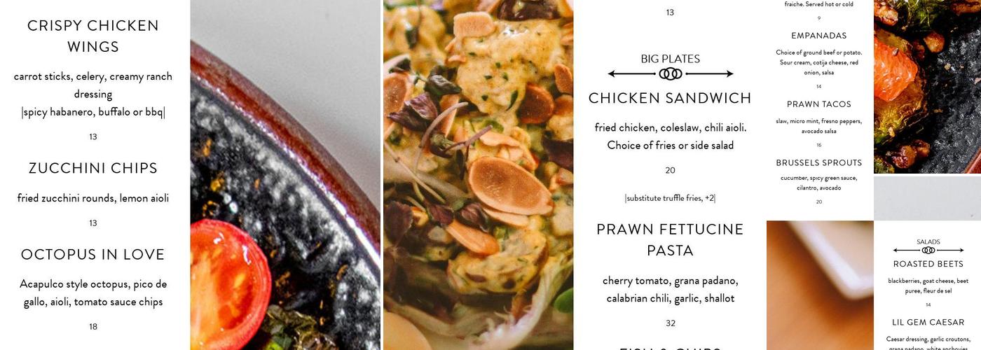 Perch + Plow Menu