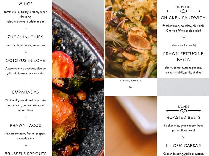 Perch + Plow Menu
