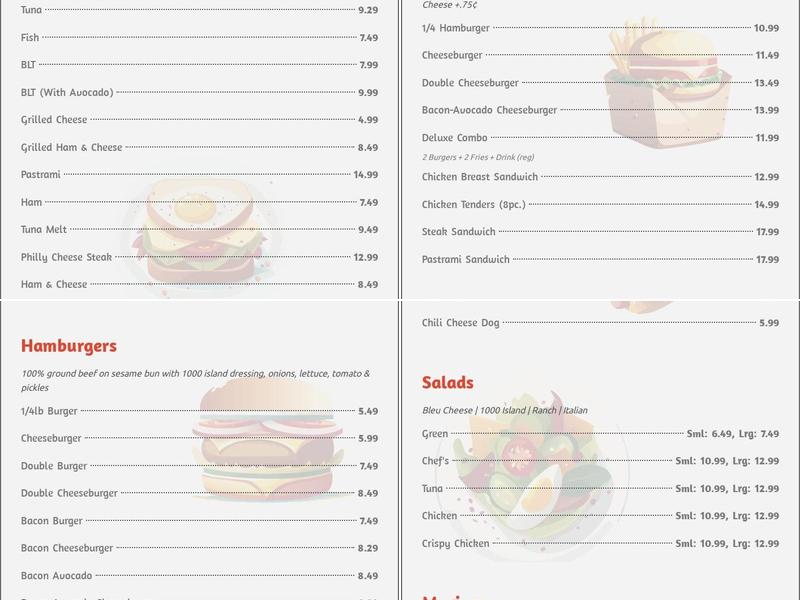 Tams Burgers Menu