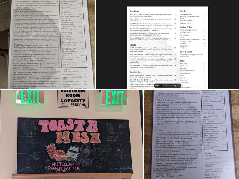 Toast Kitchen & Bakery Menu