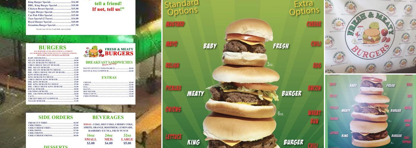 Fresh and Meaty Burgers Carson, Inc. Menu