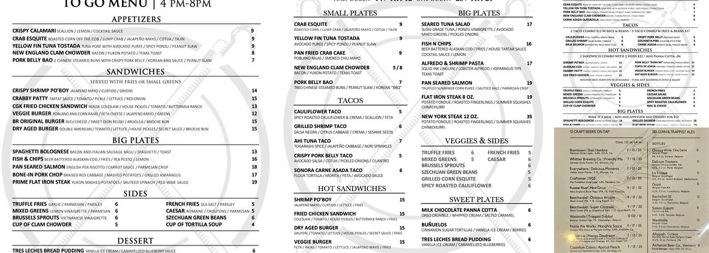 Crooked Gaff Kitchen & Oyster Bar Menu