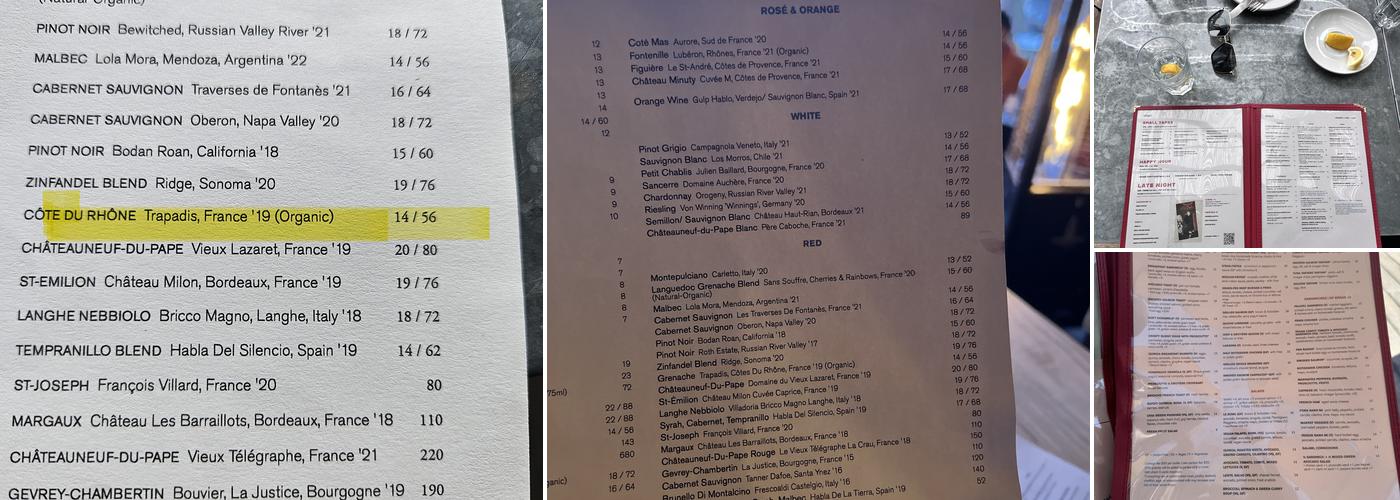 Zinqué Menu
