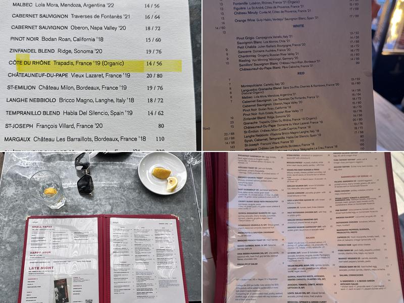 Zinqué Menu