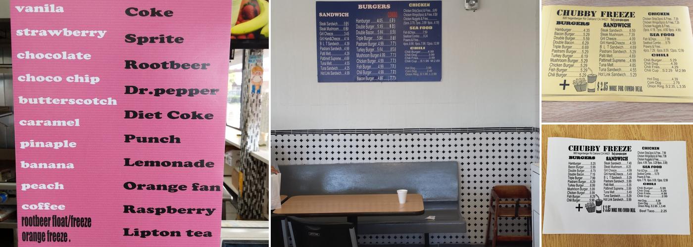 Chubby Freeze Menu
