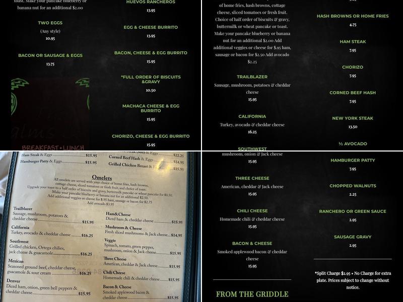 The Palms Cafe La Quinta Menu