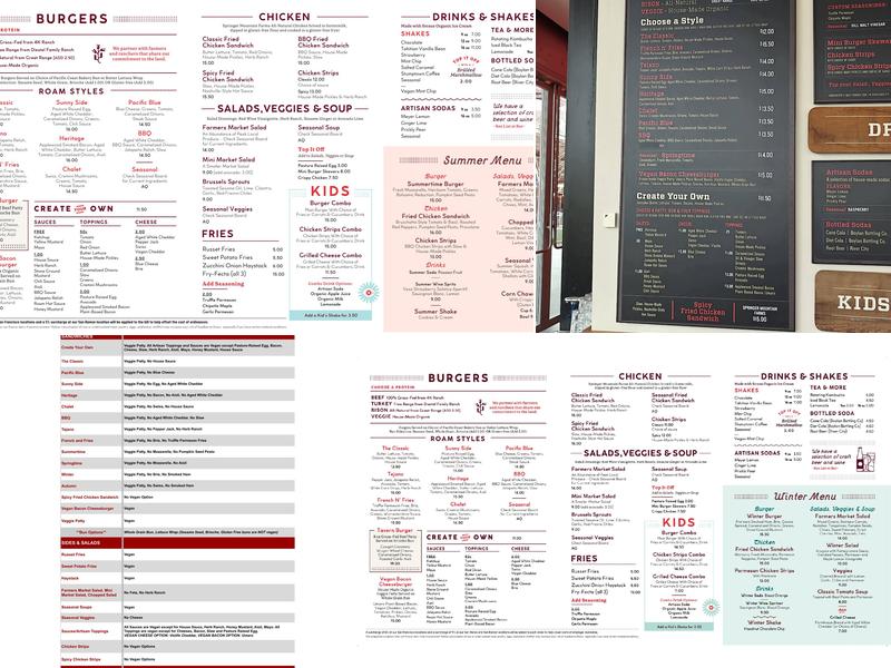 Roam Artisan Burgers Menu