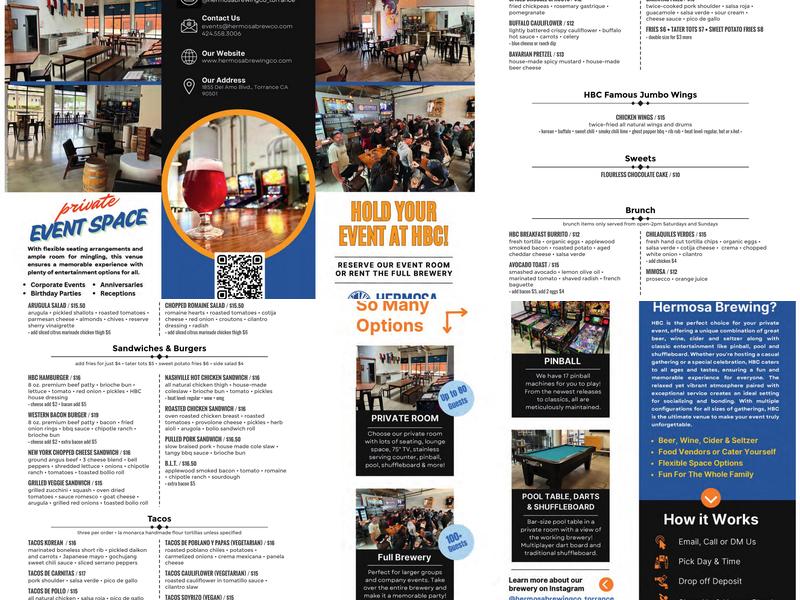 Hermosa Brewing Company Menu