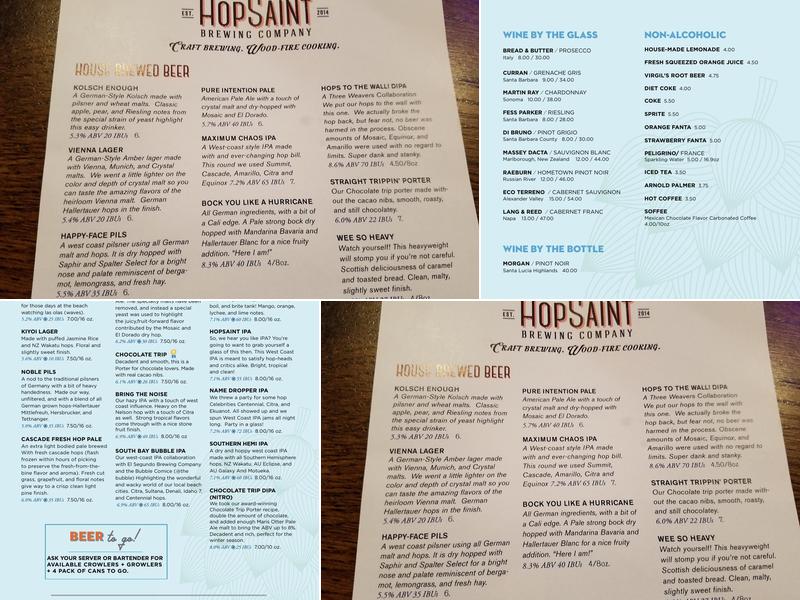 HopSaint Brewing Company Menu