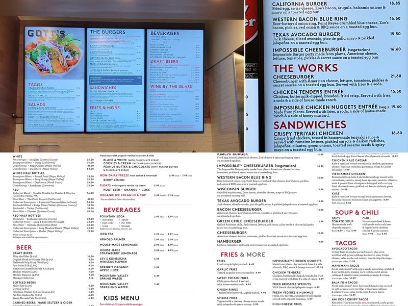 Gott's Roadside Menu
