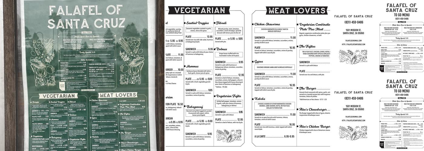 Falafel Of Santa Cruz Menu