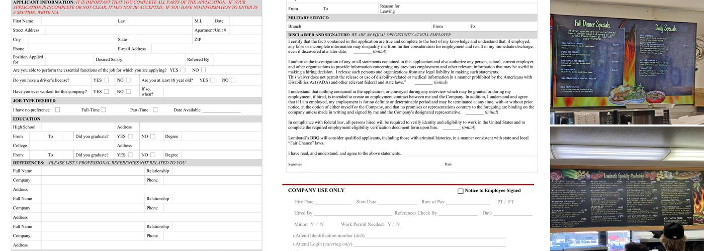 Lombardi's | Gourmet Deli & BBQ Menu