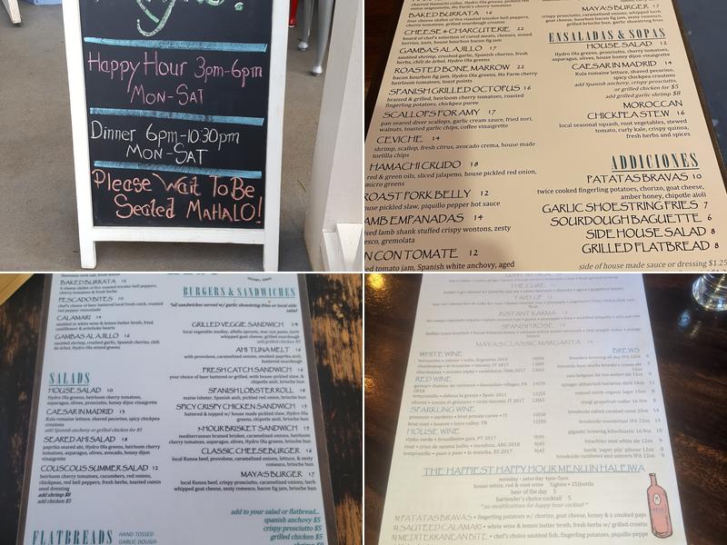 Mayas Tapas & Wine Menu