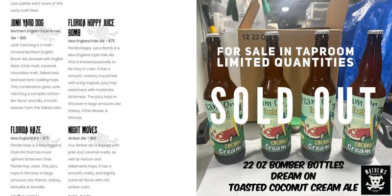 Mathews Brewing Company Menu