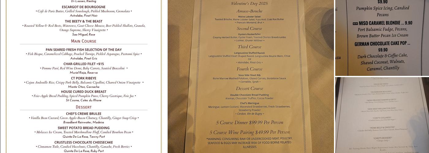 Chef's Table at the Edgewater Menu
