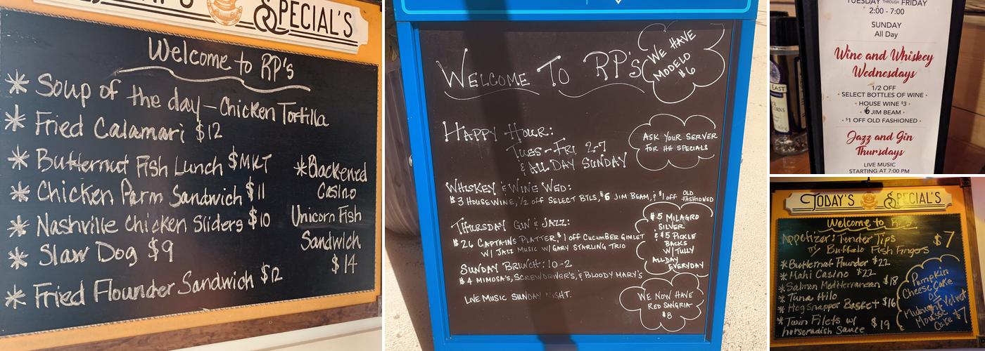 RP's Fine Food & Drink Menu